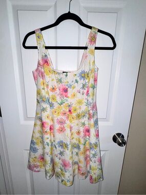 Gap petite square neck Floral Sundress-Cream/pink/yellow/blue florals NWOT